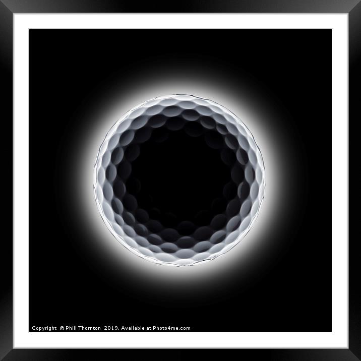 Golf ball event horizon in deep space Framed Mounted Print by Phill Thornton