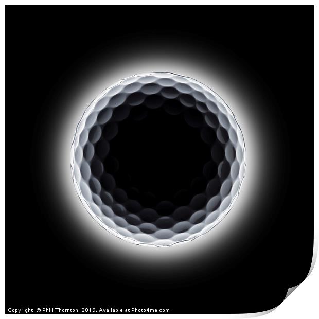 Golf ball event horizon in deep space Print by Phill Thornton