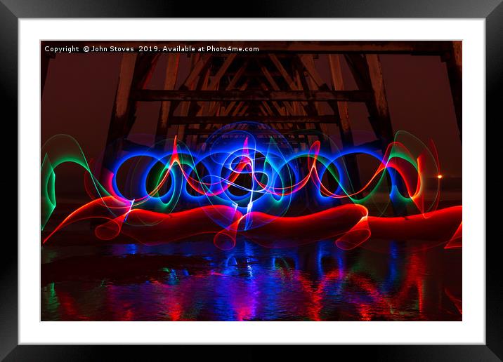 Lightpainting at Steetley Pier Hartlepool 02 Framed Mounted Print by John Stoves