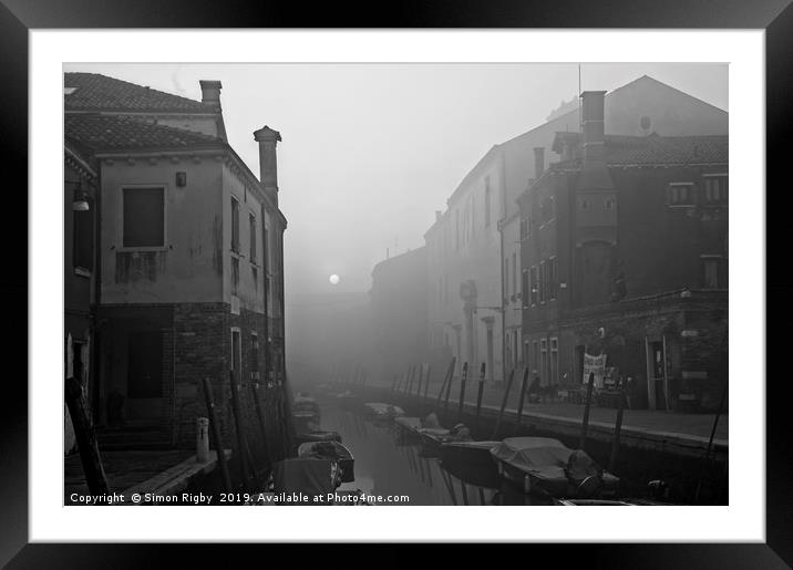 Atmospheric Venice canal scene Framed Mounted Print by Simon Rigby