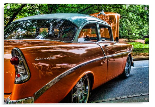 Classic Orange Car in Park Acrylic by Darryl Brooks
