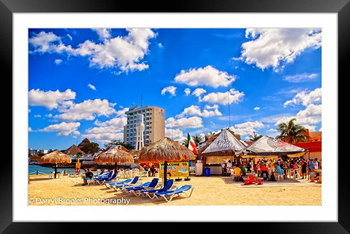 Cozumel Beach Bar and Hotel Framed Mounted Print by Darryl Brooks