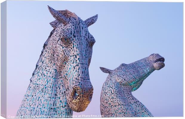 The Kelpies at Sunset Canvas Print by Stephen Taylor