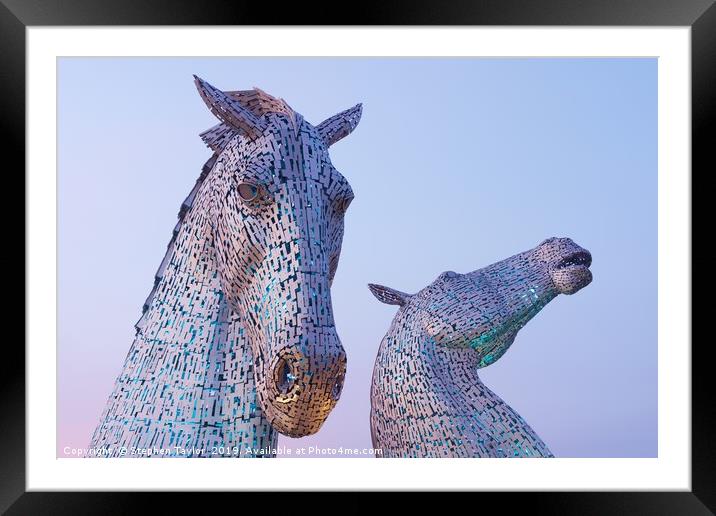 The Kelpies at Sunset Framed Mounted Print by Stephen Taylor