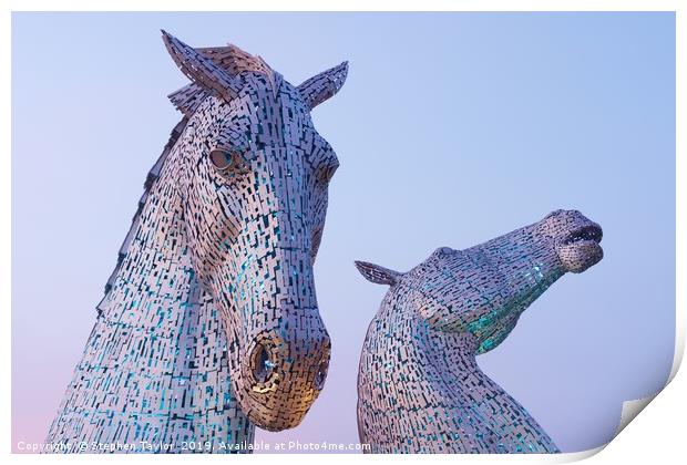 The Kelpies at Sunset Print by Stephen Taylor