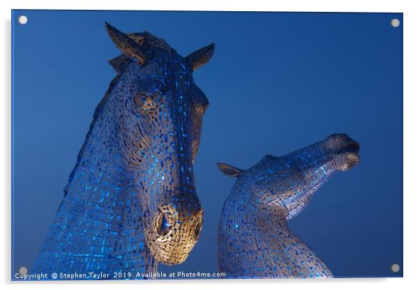 Blue Kelpies Acrylic by Stephen Taylor