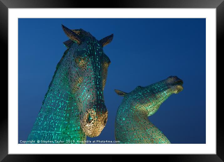 Green Kelpies Framed Mounted Print by Stephen Taylor