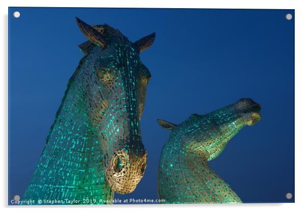 Green Kelpies Acrylic by Stephen Taylor