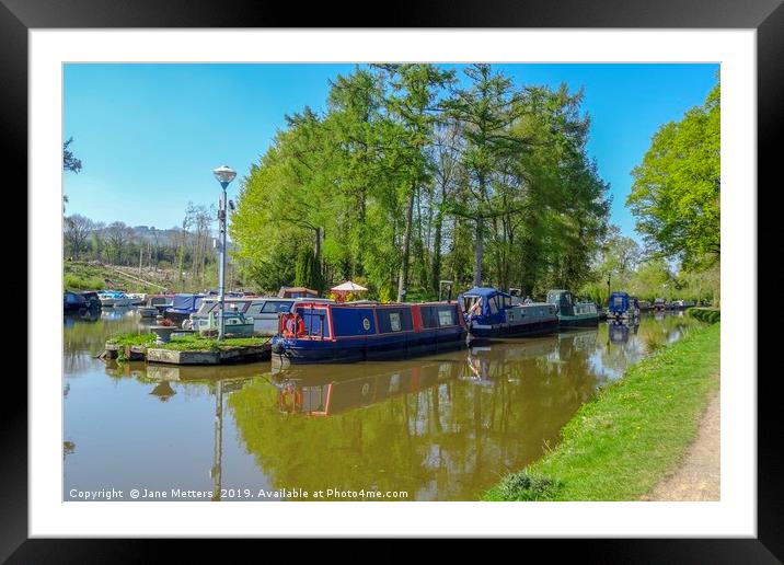 Canal Boats Framed Mounted Print by Jane Metters
