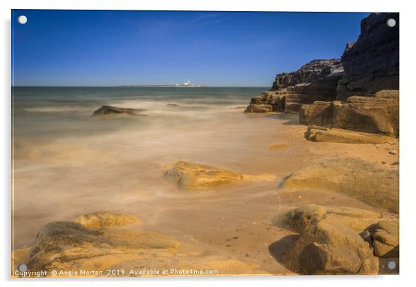 Incoming Tide at Amble Links Beach Acrylic by Angie Morton