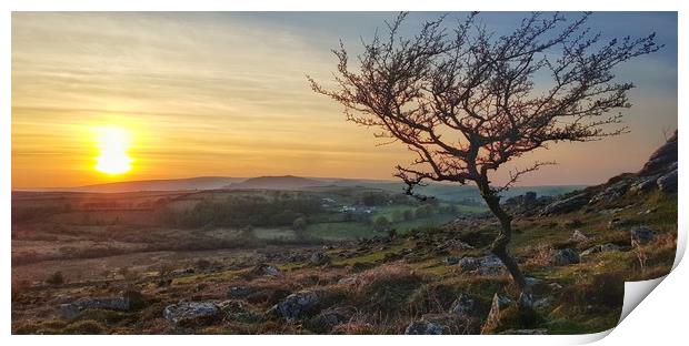 Sunset over Dartmoor National Park Print by Daniel Rose