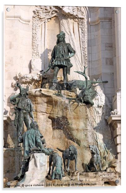 Buda castle Matthias fountain landmark Budapest Acrylic by goce risteski