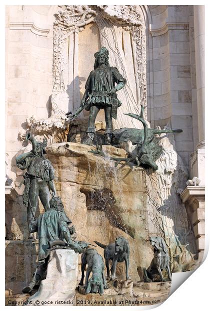Buda castle Matthias fountain landmark Budapest Print by goce risteski