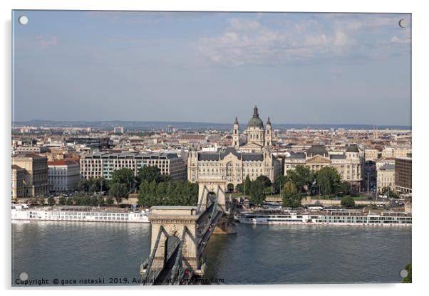 Budapest cityscape Chain bridge and Saint Stephen' Acrylic by goce risteski