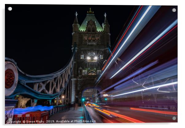 Tower Bridge After Dark Acrylic by Simon Rigby