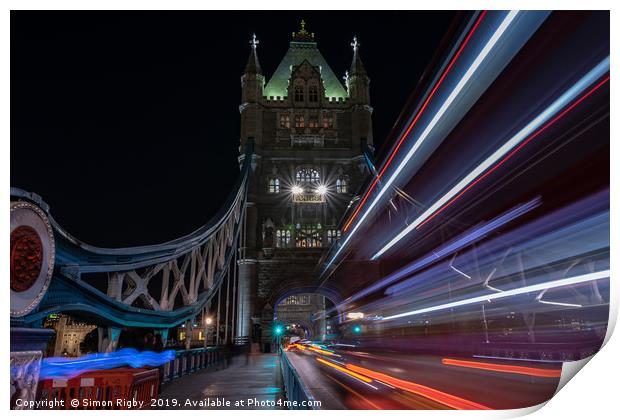 Tower Bridge After Dark Print by Simon Rigby