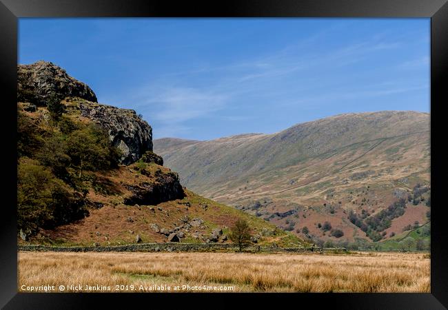 The Upper Kentmere Valley in Spring Lake District  Framed Print by Nick Jenkins