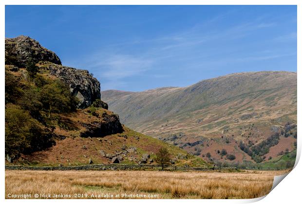The Upper Kentmere Valley in Spring Lake District  Print by Nick Jenkins