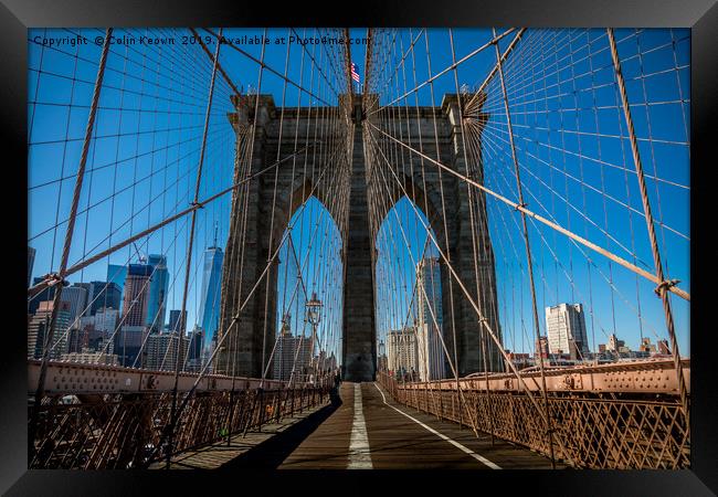 Brooklyn Bridge Framed Print by Colin Keown
