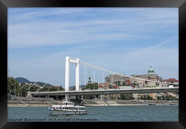 Elisabeth bridge on Danube river Budapest Framed Print by goce risteski