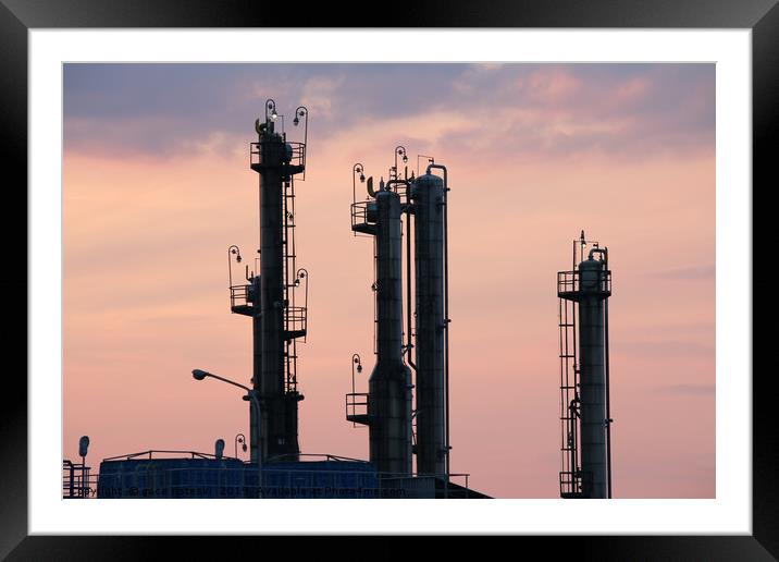 petrochemical plant industry zone twilight Framed Mounted Print by goce risteski