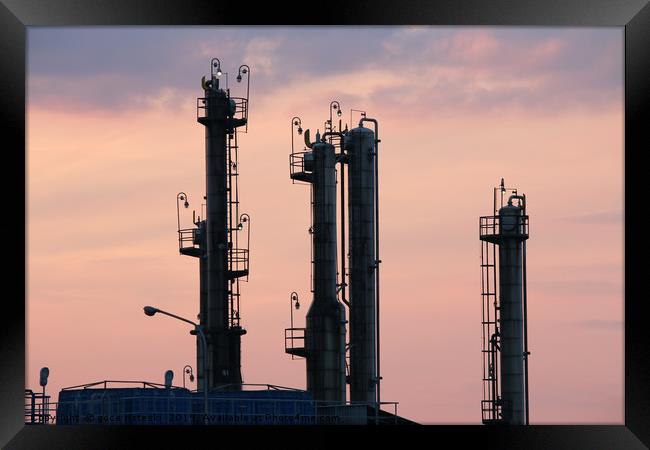 petrochemical plant industry zone twilight Framed Print by goce risteski