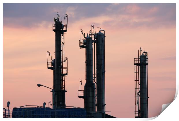 petrochemical plant industry zone twilight Print by goce risteski