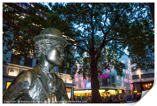 Charlie in Leceister Square Print by Antony Atkinson