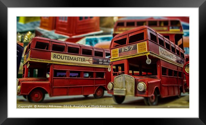 London Red Bus Framed Mounted Print by Antony Atkinson