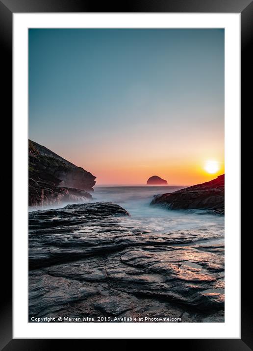 Trebarwith sunset Portait Framed Mounted Print by Warren Wise