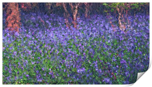 Impressionist view of Blue Bells  Print by Julia Watkins