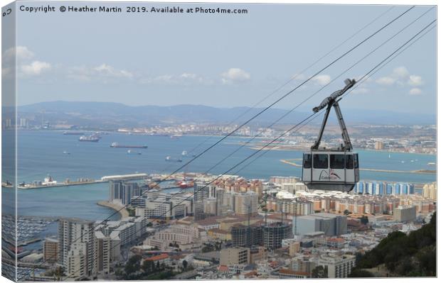 Gibraltar Cable Car and Port Canvas Print by Heather McGow