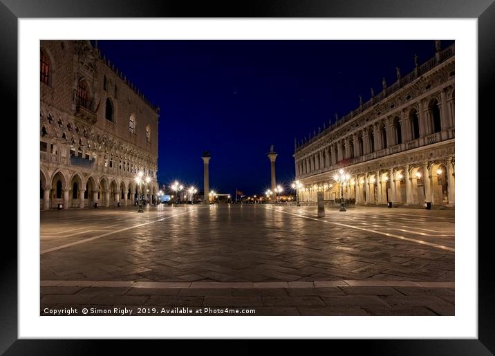 St. Mark Square, Venice Framed Mounted Print by Simon Rigby