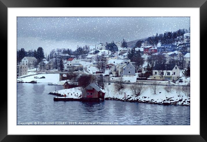 "Snow storm at Finnsnes" Framed Mounted Print by ROS RIDLEY