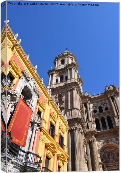 Malaga Cathedral Square Canvas Print by Heather McGow