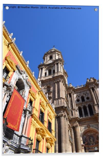 Malaga Cathedral Square Acrylic by Heather McGow