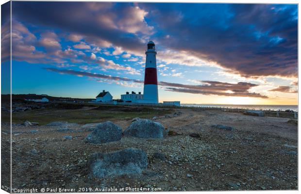 Portland Bill in Autumn at sunrise Canvas Print by Paul Brewer