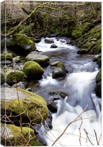 Cascading water - upper Aira Force, Ullswater Canvas Print by Heather McGow