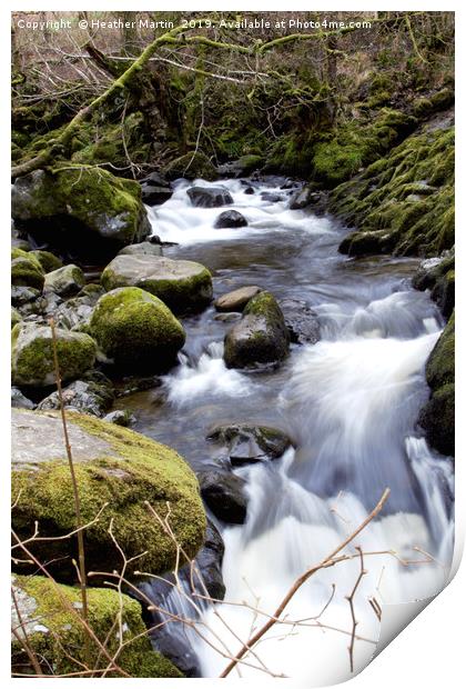 Cascading water - upper Aira Force, Ullswater Print by Heather McGow
