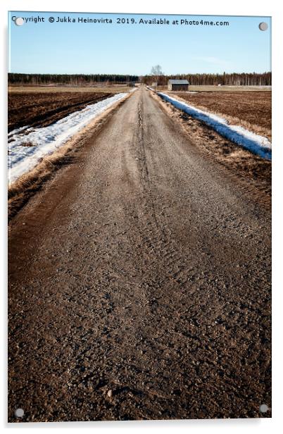 Gravel Road By The Barn House Acrylic by Jukka Heinovirta