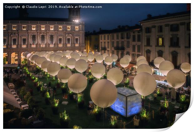 Balloons into the night Print by Claudio Lepri