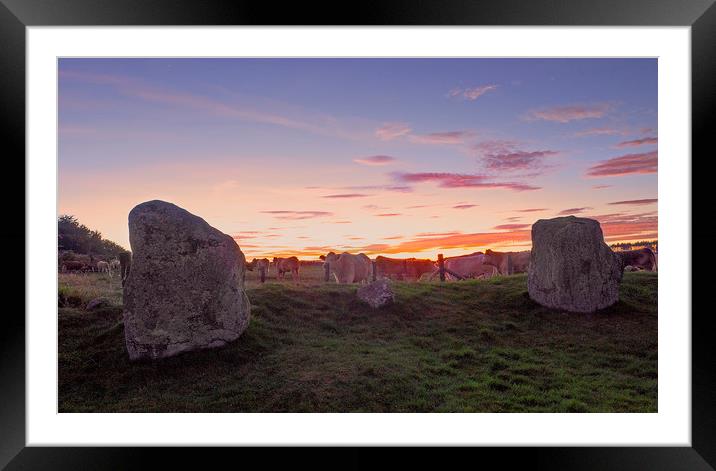 Stone Circle Sunset Framed Mounted Print by Mike Stephen