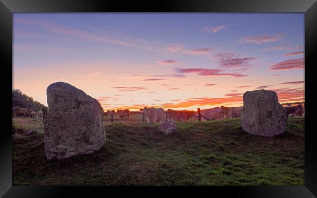 Stone Circle Sunset Framed Print by Mike Stephen
