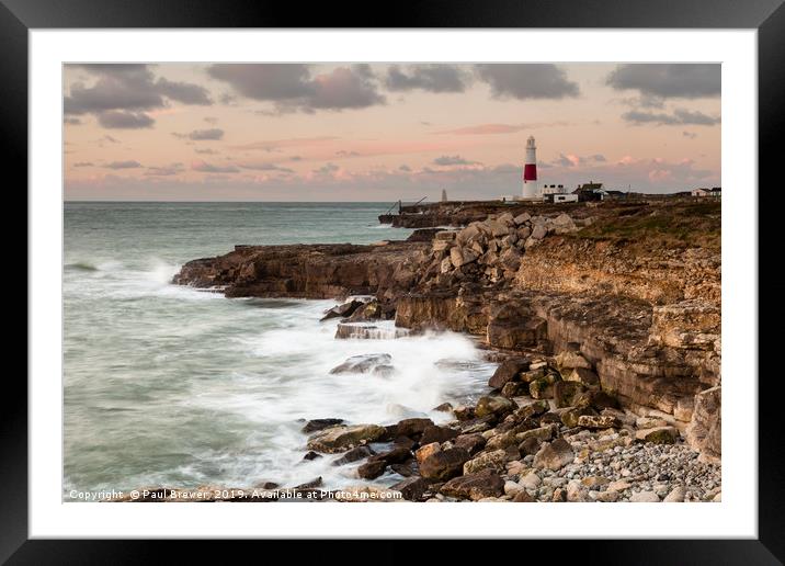 Portland Bill in Winter at Sunrise Framed Mounted Print by Paul Brewer
