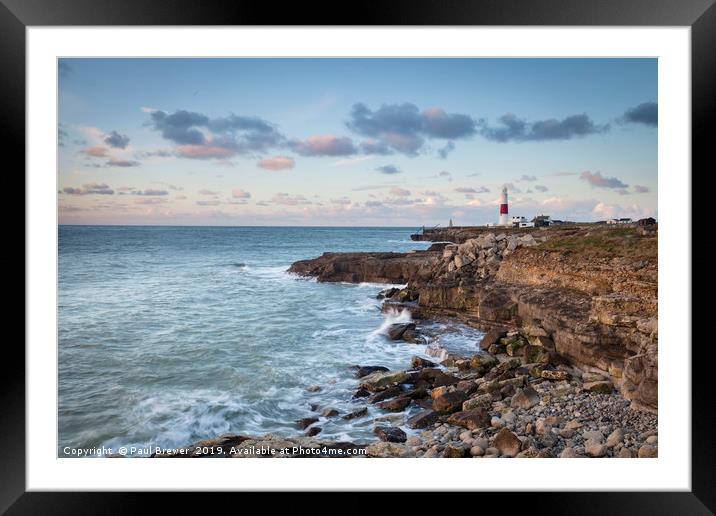 Portland Bill in Winter at Sunrise Framed Mounted Print by Paul Brewer
