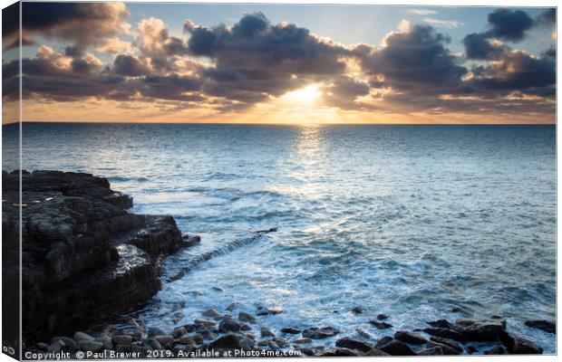 Portland Bill in Winter at Sunrise Canvas Print by Paul Brewer