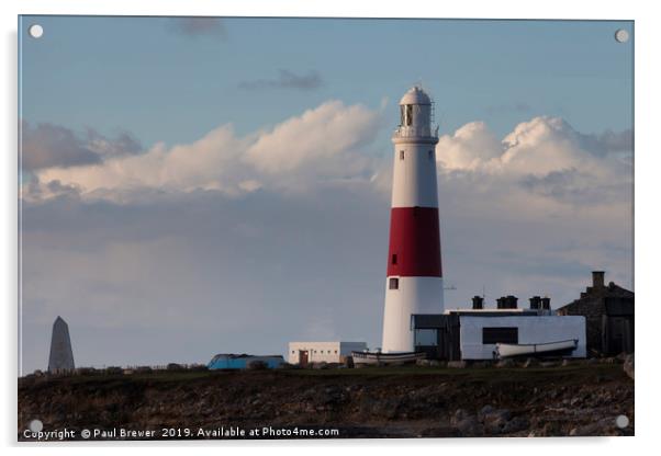 Portland Bill Lighthouse in Winter at Sunrise Acrylic by Paul Brewer