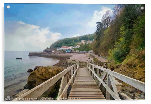 Approaching Babbacombe Beach in Torquay  Acrylic by Rosie Spooner