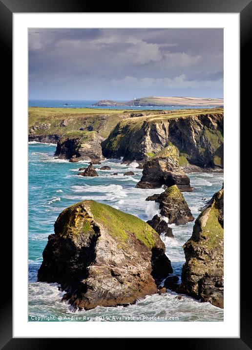 Bedruthan Steps Framed Mounted Print by Andrew Ray