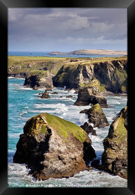 Bedruthan Steps Framed Print by Andrew Ray